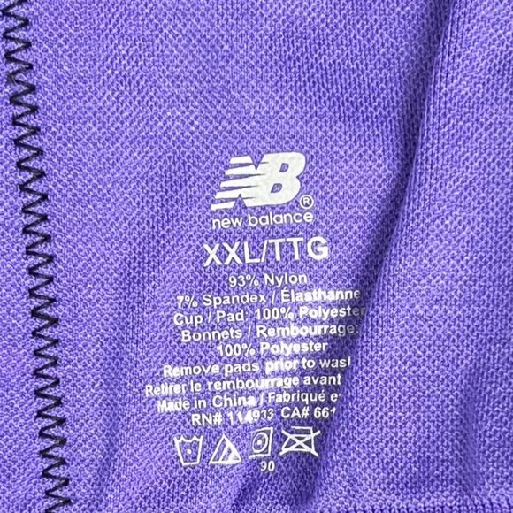 New Balance Seamless Medium Impact Sports Bra - Purple & Black Racerback Stretch - Picture 9 of 10